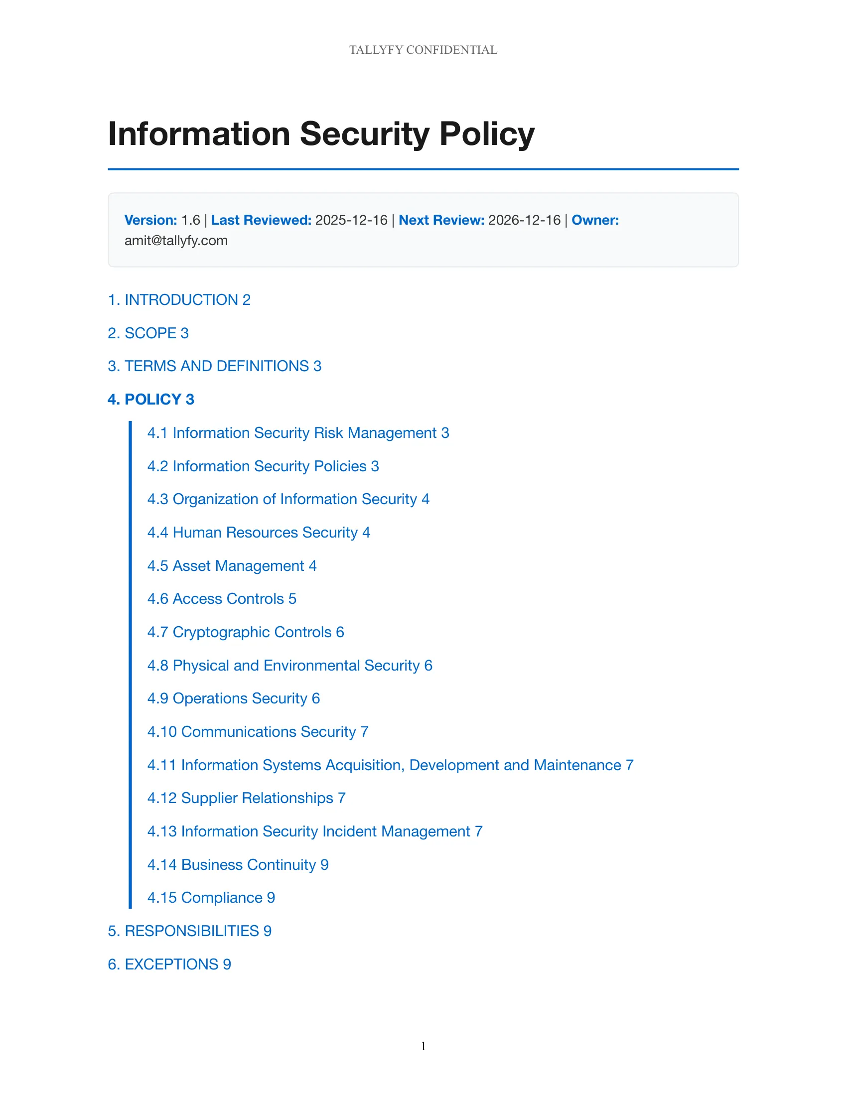 Real policy PDF with CONFIDENTIAL header and structured formatting