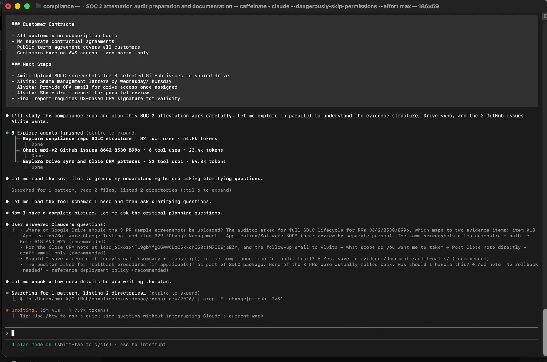 The three parallel Explore agents with their token spend visible