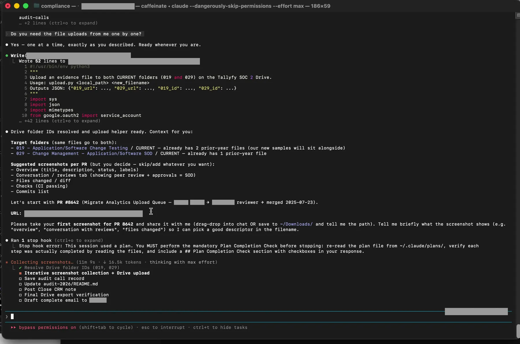 Python uploader Claude generated to push files to the target Drive folders using our service account