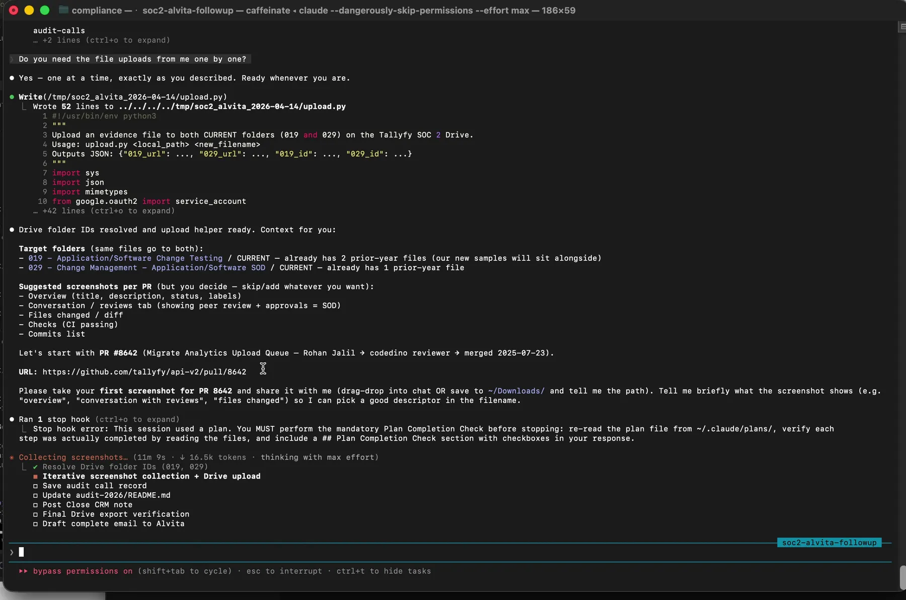 Python uploader Claude generated to push files to the target Drive folders using our service account