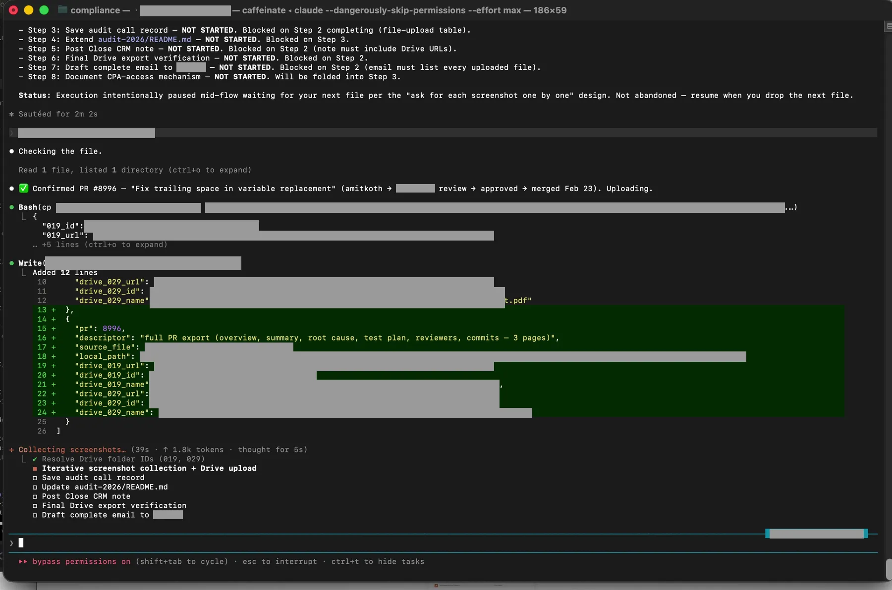 JSON manifest recording every upload with Drive file IDs, folder IDs, and local paths